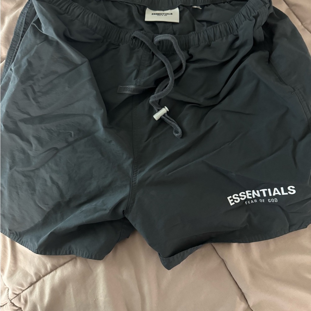 Fear of God Essentials Black Nylon Volley Shorts Size Medium